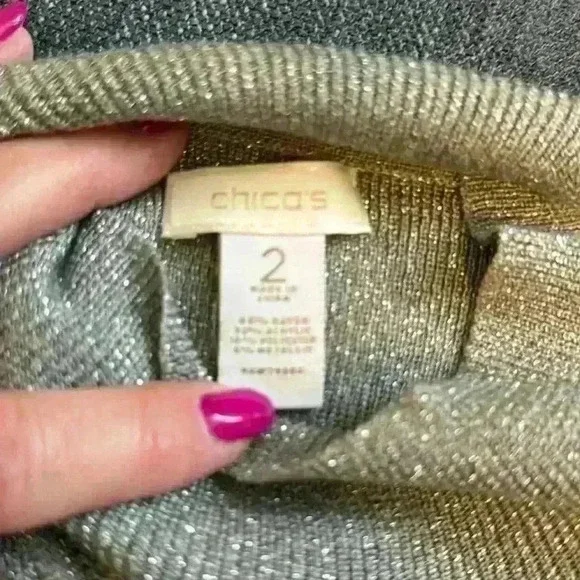 - Chico's silver mock turtleneck sleeveless sweater size 2 - Picture 6 of 6